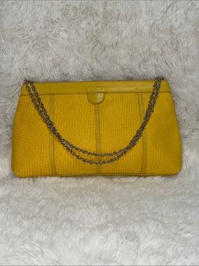 kate spade Yellow Woven Shoulder Bag with Gold Chain